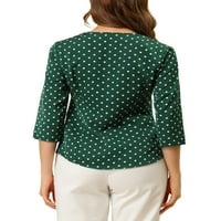Jedinstvene ponude ženske v vratne polka točkice rukava ležerna gumba bluza