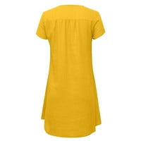 Dasayo žute haljine za žene zabave žene kratke rukave V-izrez casual vrući odmor SOLID COILD mini smjena haljina