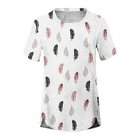 Women Classic Fit Dame vrhovi s kratkim rukavima i bluzama od perja casual bočno podijeljeno ljetne košulje na
