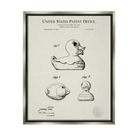 Stupell Industries Vintage Duck Toy Patent Graphic Art Grouster siva plutajuća uokvirena platna Umjetnost tiskanog