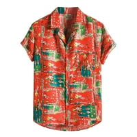 Muška majica s printom Havaji muški pamučni modni Casual Top ljetni print kratki rukav gumbi rever u boji s džepom