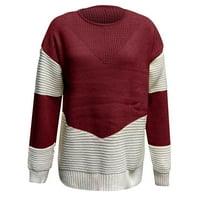 Ženski Casual Jednobojni pulover s dugim rukavima s okruglim vratom s volanima bluze vrhovi zimska odjeća za