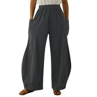 Ženske Ležerne hlače Modne široke jednobojne hlače s velikim džepovima i širokim nogavicama