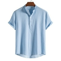 Muška ljetna majica s printom pamučni ovratnik Modni top ležerna široka košulja kratkih rukava bluza