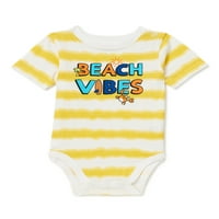 Ganimals Baby Boy Beach Vibes Stripe Bodizum kratkih rukava, veličine 0 3m-24m
