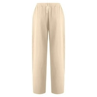 Ljetne Capri hlače za žene Seksi pamučne lanene hlače obične hlače s kravatom u struku Ležerne hlače s džepovima