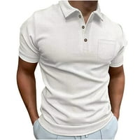 Muške košulje Plus veličine, muški ležerni pulover u punoj boji s ovratnikom, modna bluza s kratkim rukavima na