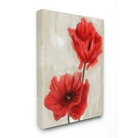 Stupell Industries Soft Petal Poppies Crvena bež cvjetna slika platna zidna umjetnička dizajn Daphne Polselli,