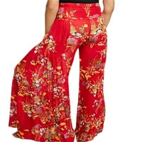 '; / Ženske boho Palazzo hlače s cvjetnim printom visokog struka široke rastezljive hlače širokog kroja ljetne