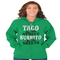 Nepristojni smiješni tacos, burritos utorkom, majica s kapuljačom s patentnim zatvaračem, Ženska majica s kapuljačom