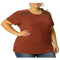 Jedinstvene ponude majice za žensku veličinu majice okrugli vrat čipkane ploče rame ležerne vrhove