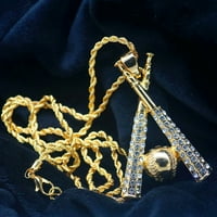 Muškarci modni hip hop bejzbol palica privjesak rhinestone umetnuti ogrlica nakit