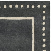 Vunena prostirka od vune s jednobojnim obrubom u točkicama, Tamno siva, Bjelokosti, 4' 6'