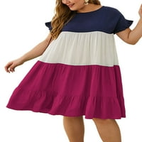 $ $ / Ženska haljina od tunike u boji s kratkim rukavima Plus size majice haljine ležerna široka kaftanska haljina