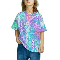 Topovi kratkih rukava s gradijentnim printom za djevojčice, dječja ljetna ležerna široka majica s okruglim vratom