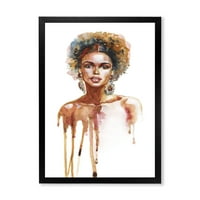 DesignArt 'Portret afro American Woman XIII' Moderni uokvireni umjetnički tisak