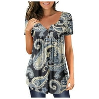 Ženske majice, bluze, Ležerne Ženske majice kratkih rukava s cvjetnim printom od 4 inča u tamno sivoj boji