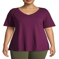 Terra & Sky Women's Plus Size kratki rukav svakodnevni esencijalni V-izrez majice