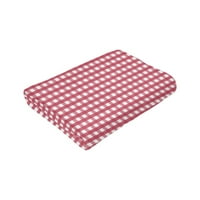 Crveni karirani pokrivač, pahuljasta mekana ugodna deka, flanel plišani prekrivač od mikrovlakana za sofu, 60mech50