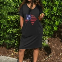 Topovi za žene 4. srpnja, Top sa zvijezdom američke zastave, sunčane haljine, ležerna haljina s džepnim izrezom