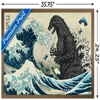 Zidni plakat Godzilla-veliki val, 22.375 34 uokviren