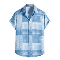 Muška košulja u donjem rublju, Havajska ležerna široka košulja s velikim kratkim rukavima s geometrijskim printom,