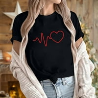 Ženske majice sa slatkim ljubavnim srcem i EKG majice za odmor casual puloveri kratkih rukava Majice modne udobne