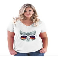 Ženska majica s V-izrezom plus veličine-maca