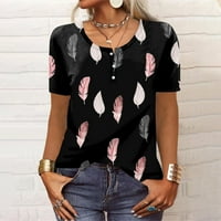 Majice za žene ljetni vrhovi s printom maslačka Plus size kratki rukav Okrugli vrat proljetne bluze široke osnovne