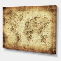 DesignArt 'Karta drevnog svijeta IV' Vintage Canvas Wall Art Print