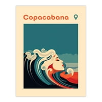 Obala poziva na plažu Copacabana Brazil moderna žena među valovima morska sirena Ocean vrlo veliki otisak zidnog