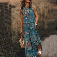 Rasprodaja ženska ležerna majica kratkih rukava Midi haljina do koljena cvjetna haljina za odmor havajske haljine