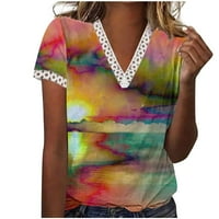 Rasprodaja ženskih vrhova za žene ljetna čipkasta majica s uzorkom u obliku kroja u obliku kroja u obliku kroja