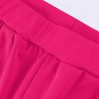 opuštene ljetne hlače za žene s elastičnim pojasom i printom Ležerne široke duge hlače vruće ružičaste boje Veličina