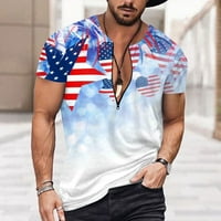 Muške majice s patentnim zatvaračem s kratkim rukavima s američkom zastavom na Dan neovisnosti