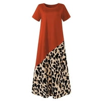 Europske i američke ljetne ženske Ležerne haljine s kratkim rukavima s leopard printom, široke izdužene haljine